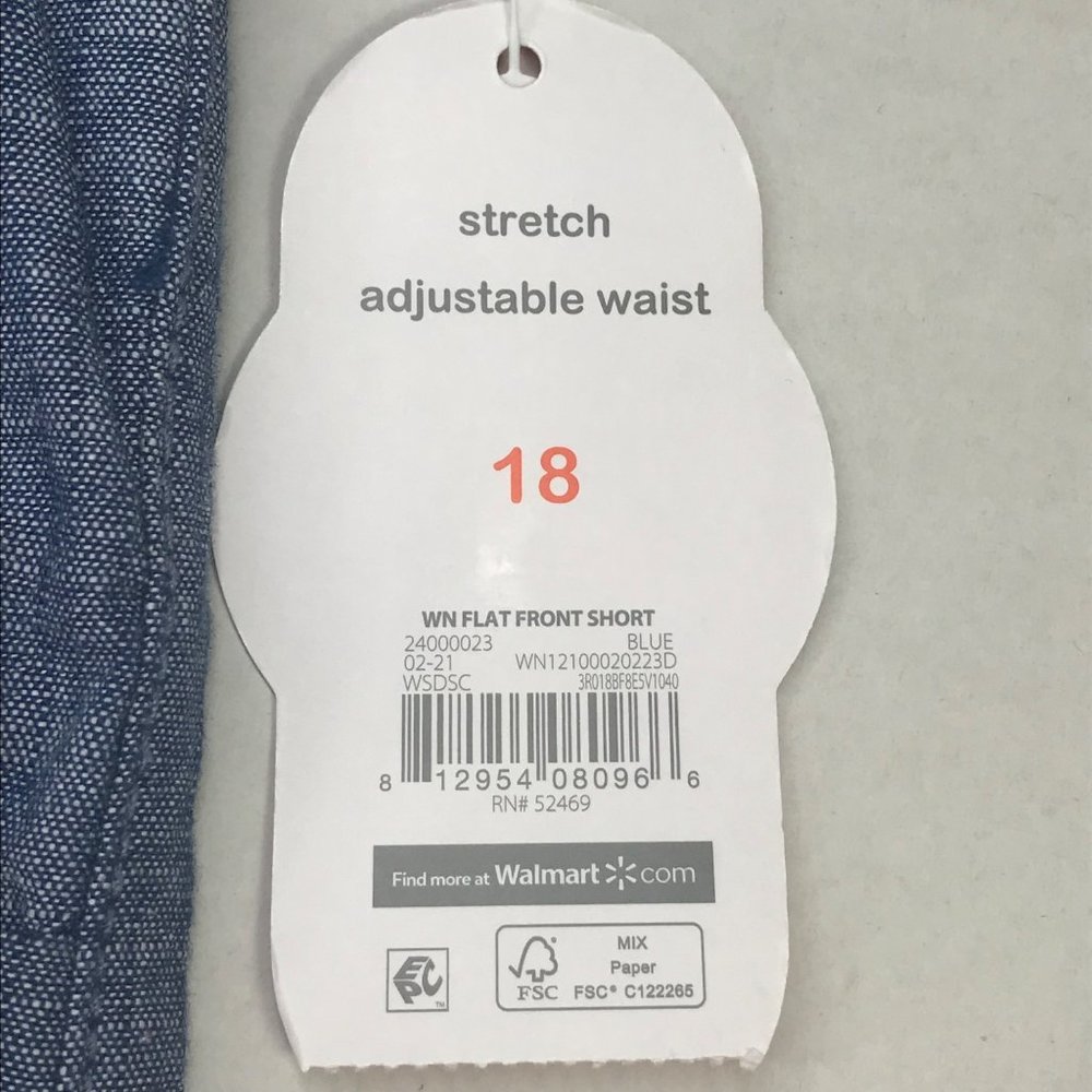 Wonder Nation Boy's Size 18 Adjustable Waist Flat Front Shorts Blue New - Picture 8 of 13